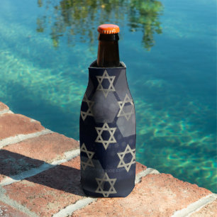 SlipperyJoe's strong Hanukkah vibe Star of David m Bottle Cooler
