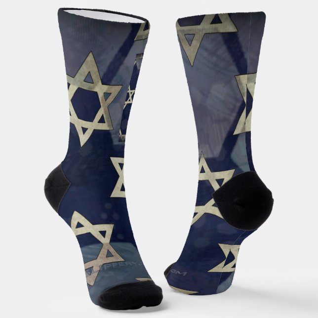 SlipperyJoe's strong Hanukkah vibe Star of David m Socks (Angled)
