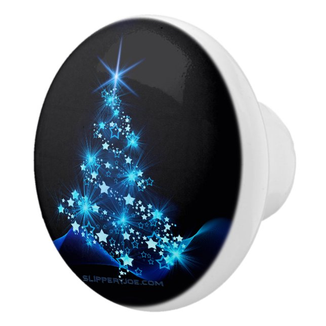 SlipperyJoe's stylised glowing Christmas tree brig Ceramic Knob (Right)