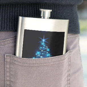 SlipperyJoe's stylised glowing Christmas tree brig Hip Flask