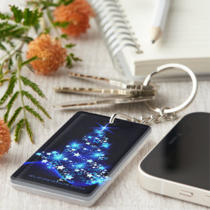 SlipperyJoe's stylised glowing Christmas tree brig Key Ring
