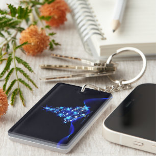 SlipperyJoe's stylised glowing Christmas tree brig Key Ring