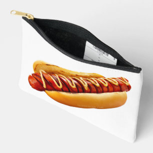 SlipperyJoe's summer BBQ vibe hot dog nestled soft Accessory Pouch