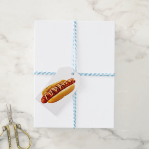 SlipperyJoe's summer BBQ vibe hot dog nestled soft Gift Tags