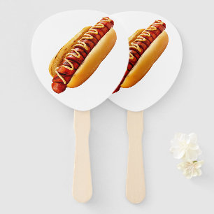SlipperyJoe's summer BBQ vibe hot dog nestled soft Hand Fan