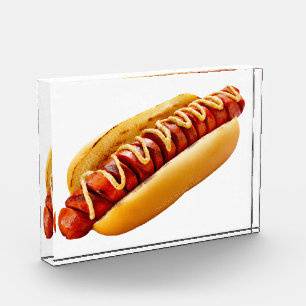 SlipperyJoe's summer BBQ vibe hot dog nestled soft Photo Block