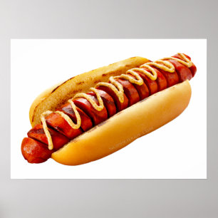 SlipperyJoe's summer BBQ vibe hot dog nestled soft Poster