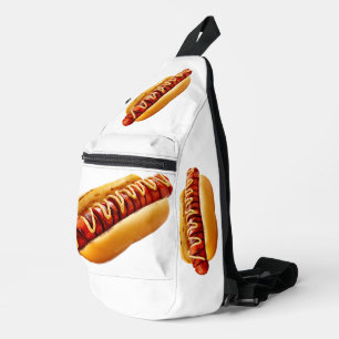 SlipperyJoe's summer BBQ vibe hot dog nestled soft Sling Bag
