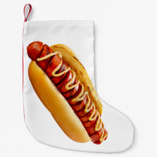 SlipperyJoe's summer BBQ vibe hot dog nestled soft Small Christmas Stocking