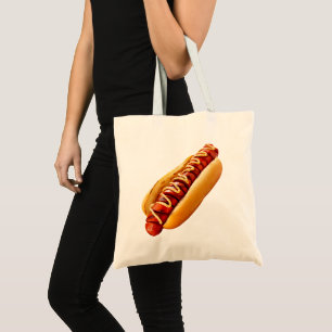 SlipperyJoe's summer BBQ vibe hot dog nestled soft Tote Bag