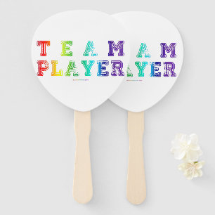 SlipperyJoe's team player filled with smooth rainb Hand Fan