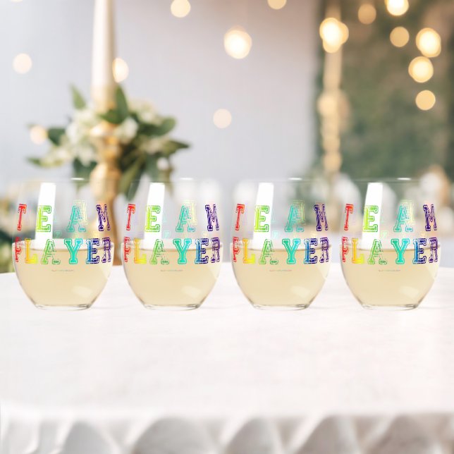 SlipperyJoe's team player filled with smooth rainb Stemless Wine Glass (Insitu (Wedding))