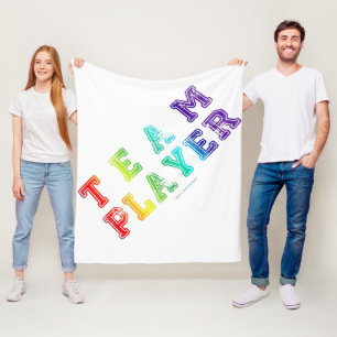 SlipperyJoe's Team Player words gradient rainbow c Fleece Blanket