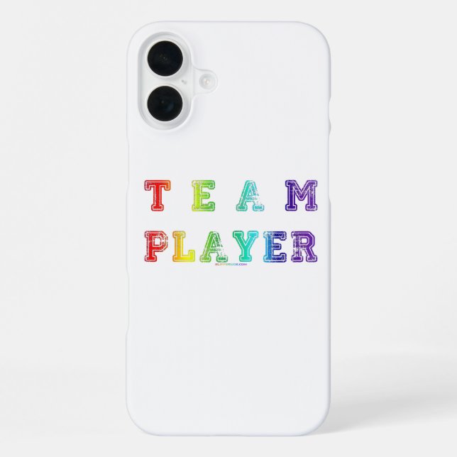 SlipperyJoe's Team Player words gradient rainbow c iPhone Case (Back)