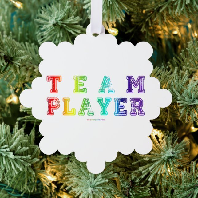 SlipperyJoe's Team Player words gradient rainbow c Tree Decoration Card (Insitu (Tree))