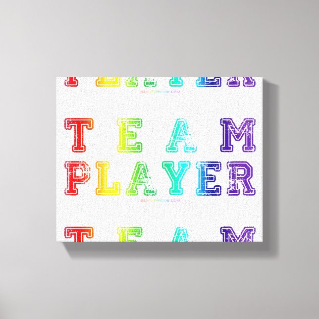 SlipperyJoe's Team Player words pride colours rain Canvas Print (Front)