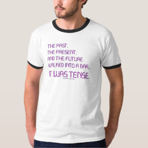 SlipperyJoe's tense word past future purple funny T-Shirt