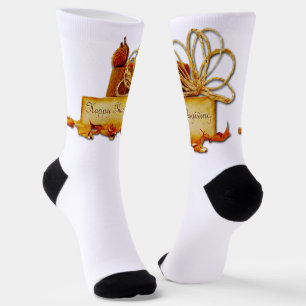 SlipperyJoe's Thanksgiving acorns leaves rope LGBT Socks