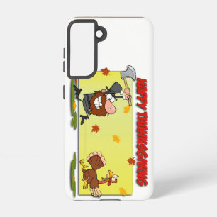 SlipperyJoe's Thanksgiving funny leaves pilgrim ru Samsung Galaxy Case