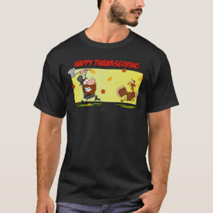 SlipperyJoe's Thanksgiving funny leaves pilgrim ru T-Shirt