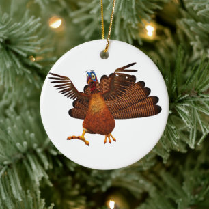 SlipperyJoe's Thanksgiving gobble responsibly live Ceramic Tree Decoration