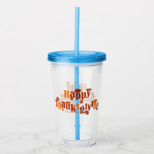 SlipperyJoe's Thanksgiving leaves brown orange pie Acrylic Tumbler