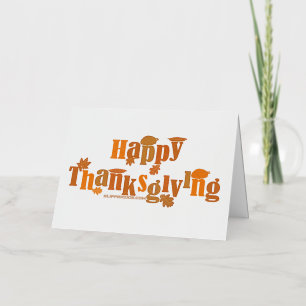 SlipperyJoe's Thanksgiving leaves brown orange pie Foil Holiday Card