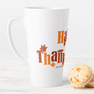 SlipperyJoe's Thanksgiving leaves brown orange pie Latte Mug
