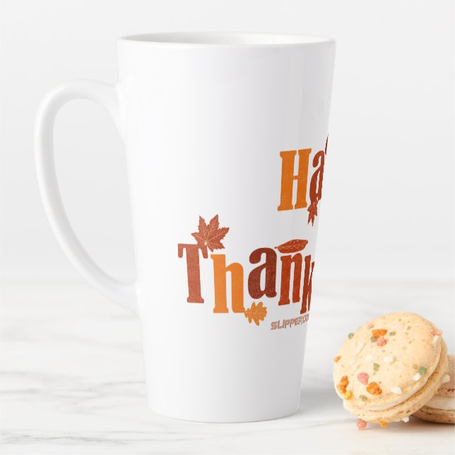 SlipperyJoe's Thanksgiving leaves brown orange pie Latte Mug (In Situ)