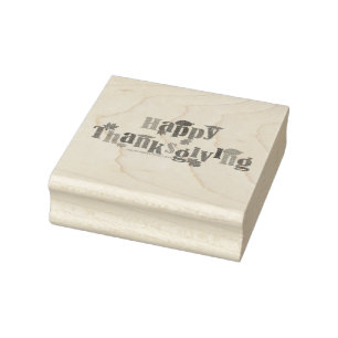 SlipperyJoe's Thanksgiving leaves brown orange pie Rubber Stamp