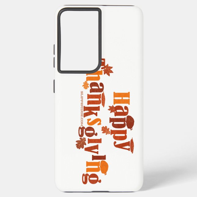 SlipperyJoe's Thanksgiving leaves brown orange pie Samsung Galaxy S21+ Case (Back)