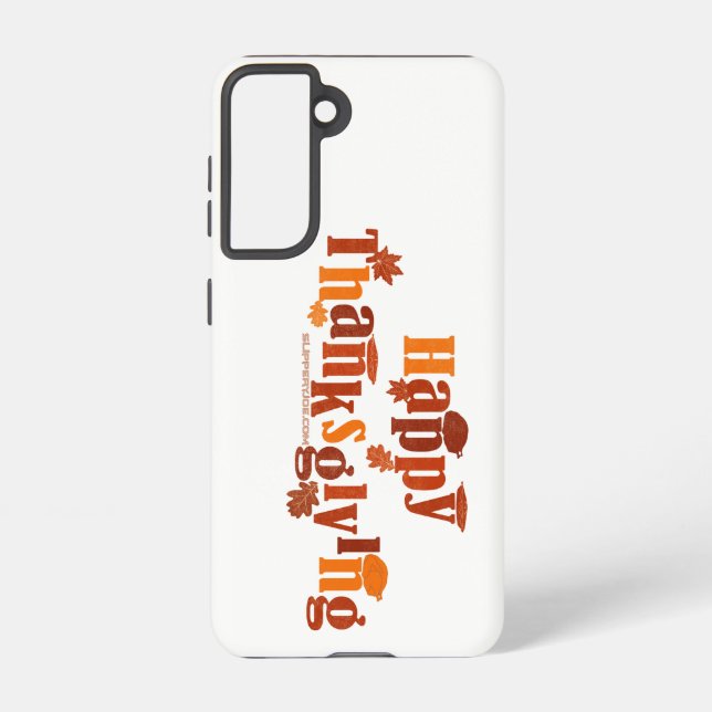 SlipperyJoe's Thanksgiving leaves brown orange pie Samsung Galaxy S21 Case (Back)