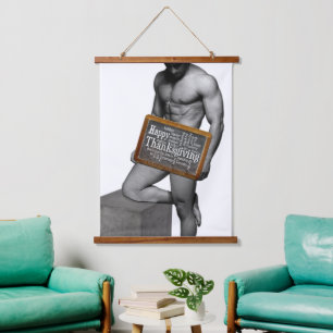 SlipperyJoe's Thanksgiving man hot six-pack abs un Hanging Tapestry