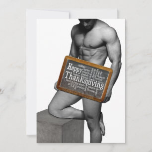 SlipperyJoe's Thanksgiving man hot six-pack abs un Holiday Card