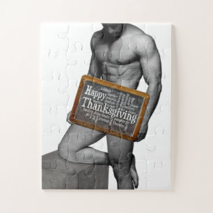 SlipperyJoe's Thanksgiving man hot six-pack abs un Jigsaw Puzzle