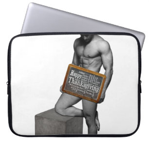 SlipperyJoe's Thanksgiving man hot six-pack abs un Laptop Sleeve