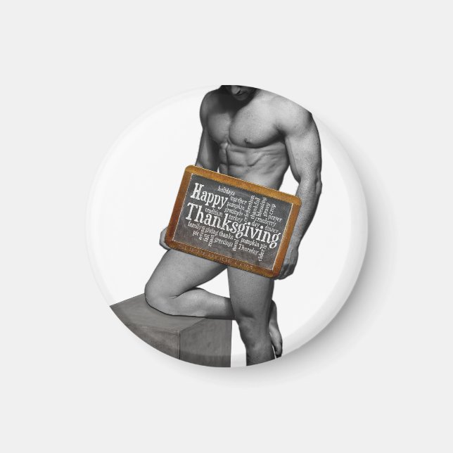 SlipperyJoe's Thanksgiving man hot six-pack abs un Magnet (Front)