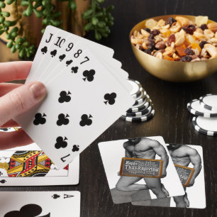 SlipperyJoe's Thanksgiving man hot six-pack abs un Playing Cards