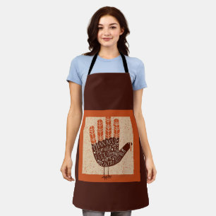 SlipperyJoe's Thanksgiving playful turkey illustra Apron