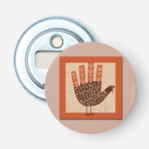 SlipperyJoe's Thanksgiving playful turkey illustra Bottle Opener
