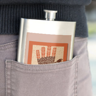SlipperyJoe's Thanksgiving playful turkey illustra Hip Flask