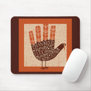 SlipperyJoe's Thanksgiving playful turkey illustra Mouse Mat
