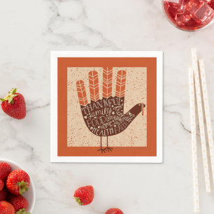 SlipperyJoe's Thanksgiving playful turkey illustra Napkin
