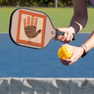 SlipperyJoe's Thanksgiving playful turkey illustra Pickleball Paddle