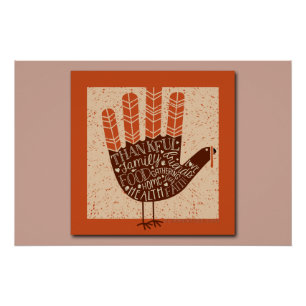 SlipperyJoe's Thanksgiving playful turkey illustra Poster