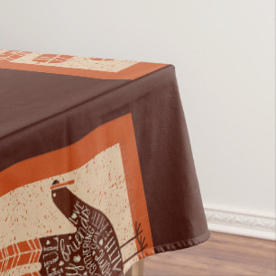 SlipperyJoe's Thanksgiving playful turkey illustra Tablecloth