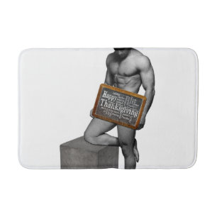 SlipperyJoe's Thanksgiving tradition muscular male Bath Mat