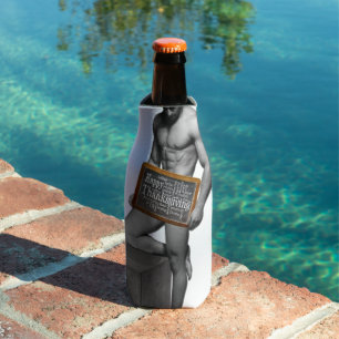 SlipperyJoe's Thanksgiving tradition muscular male Bottle Cooler