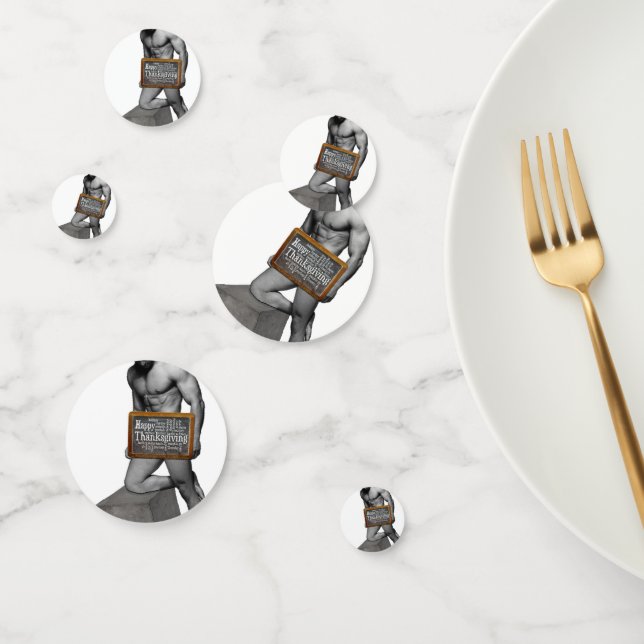 SlipperyJoe's Thanksgiving tradition muscular male Confetti (Group)