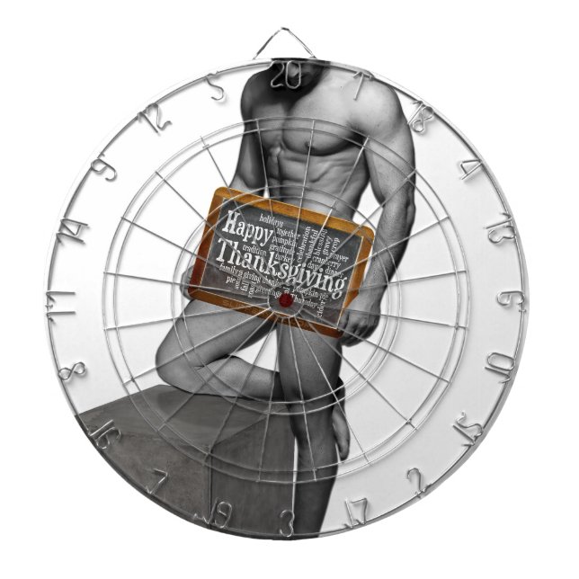 SlipperyJoe's Thanksgiving tradition muscular male Dartboard (Front)
